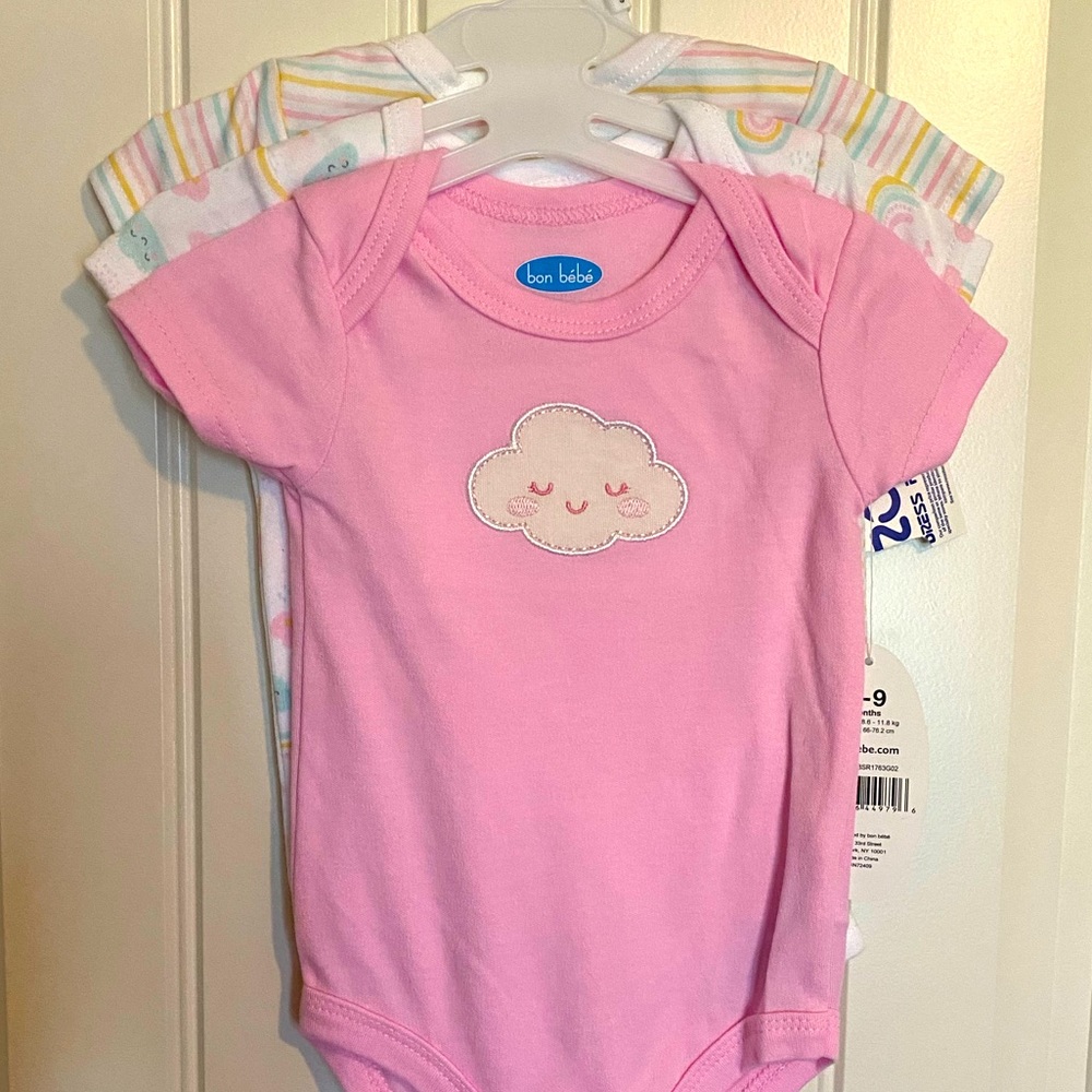 3 Pack Baby Girl Onesies 6-9 Months, NWT
